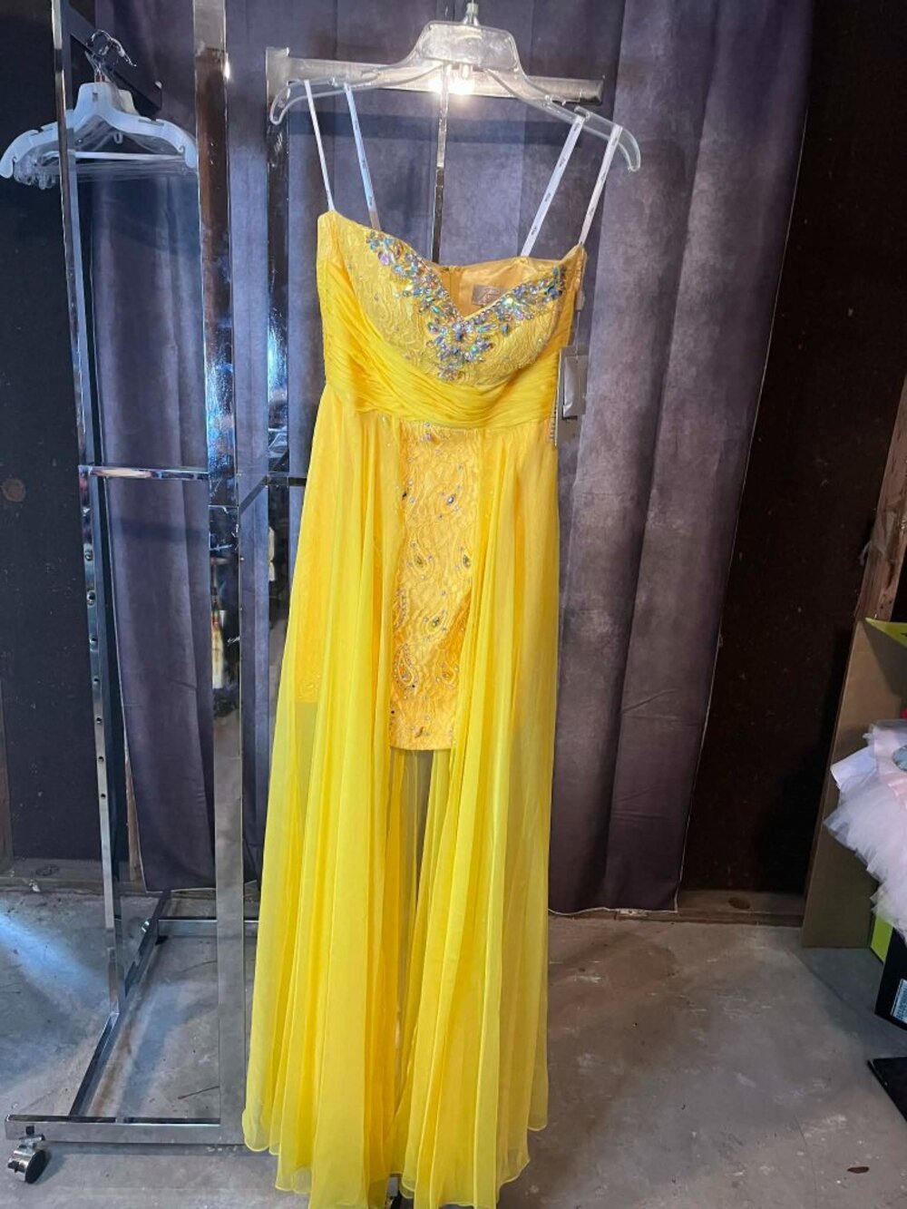 Riva Yellow Strapless Formal Dress
